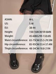 1件蝴蝶装饰洛丽塔超薄性感撞色连裤袜，适合日常穿着 - 适合体重低于132磅的女性 - 黑色 - 查看 4