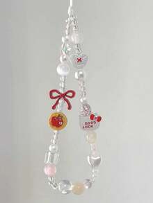 SANRIO Red Apple KT Cat Phone Lanyard Cartoon Keychain DIY Chain Camera CCD Backpack Pendant Anti-Lost - Baby Pink - View 5