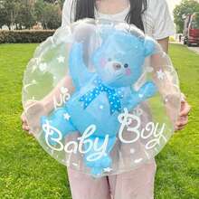 2pcs Blue & Pink Double-Layer Aluminum Foil Balloons, Suitable For Birthday, Anniversary Party - View 6