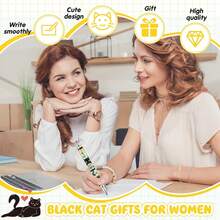 1/6 套可爱黑猫圆珠笔和便签纸套装，可伸缩按压式圆珠笔（黑色墨盒），自粘便签纸，办公、家庭和学校用品，教师和学生必备，生日和返校礼物 - 黑貓套裝 - 查看 3