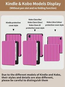 Kingsung 酒红色条纹平板电脑保护套，兼容 iPad 9.7/10.2/10.5/10.9/12.9/Pro 11、Galaxy Tab S6 Lite 10.4、Kindle Paperwhite 第 12 代（2024 年款）、Kindle（第 11 代，2022 年款），柔软防震，智能支架/自动唤醒/睡眠功能 - 彩色 - 查看 10