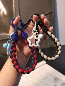 1 st. ny kort handgjord flätad telefonrem, lämplig för utomhusresor stöldskyddande hängrem/vattenflaskhållare/nyckelring mot försvinnande - Multifärgad - Visa 2