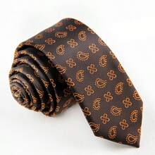 1pc Floral & Geometric Print Casual Polyester Necktie, Handmade Narrow 6cm/3.26in, Spring/Autumn - Multicolor - View 3