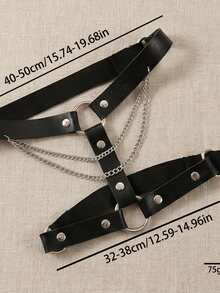 Gothic Harajuku Punk Style Sexy Leather Round Thigh Garter Suspender Leg Chain Elastic Garter Belt - Black - View 6