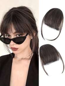 1pc Air Bangs Clip-On Hair Extension - Black - View 6