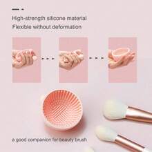 Silicone Makeup Brush Cleaning Bowl, Scrub Mat, Makeup Brush Cleaning Gel Pad, Handmade Tool - Pink - View 3