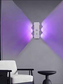 6 piezas Luces de pared LED con sensor de movimiento de ojo de gato, lámpara nocturna inalámbrica recargable por USB con 3 colores ajustables, adecuada para dormitorio, escalera, armario, baño - Lámpara de pared de ojo de gato de 6 LED - Ver 13
