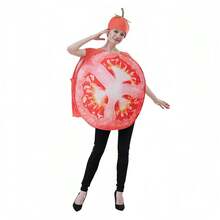 1 Set Red Tomato Cosplay Jumpsuit [Hat + Jumpsuit], Fruit Series Costume For Halloween, Christmas Party, Surprise Role Play - Tomato - View 7