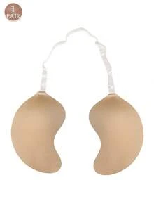 Sujetador adhesivo de silicona con forma de mango, sujetador invisible sin tirantes con efecto push-up, con tirantes transparentes desmontables, esencial para vestidos de novia, blusas de escote bajo, con un fuerte levantamiento y soporte, suave y reutilizable, sexy para bodas y fiestas, transpirable y suave para pieles sensibles, invisible y sin costuras - Albaricoque - Ver 11