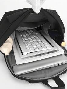 Business Casual Laptop Backpack, Large Capacity Travel Bag - Black - View 6