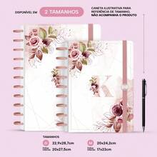 Iscool Smart Disc Notebook, 140 Sheets, Medium + Large + Floral Monogram, Letter K - Blanco y rosa - Ver 2