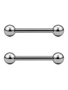 AVYRING G23 Titanium Tongue Rings 14G Nipple Piercing Jewelry Threaded Bars Nipple Tongue Barbells Piercing Jewelry For Women Men 12mm 14mm 16mm 19mm 25mm 32mm 38mm - Silver - View 9
