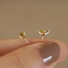 1对，女士复古精致绿色耳环迷你小耳环气质耳环耳环耳环耳环耳环耳环 - 橄欖綠 - 查看 5