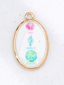1pc Oval-Shaped DIY Jewelry Pendant, Suitable For Necklace, Bracelet, Earring Making - Gold Plated Enamel Ocean & Fruit Pendant, Jewelry Making Supplies - Summer Theme Jewelry Accessory - Multicolor - View 27