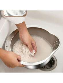 Commercial Grade Stainless Steel Strainer Basket - Large 5.5 Quart Heavy Duty Food Strainer Basket, Rustproof And Dishwasher, BPA, Suitable Pasta, Vegetables, Fruits - Kitchen Tools Home And Restaurant, Catering Utensils| Commercial Grade Kitchen Supplies| Anti-Rust Material, Pasta Draining Sieve - Silver - View 4