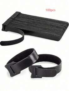 Cable Ties, Hook And Loop Straps For Home Data Cable Management And Gardening Bundling - Black - View 8