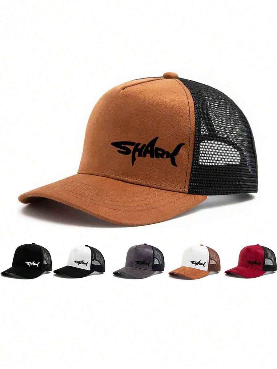 SHARK Outdoor Breathable Mesh Cap, Summer Sun-Shading Baseball Hat, Patchwork Mesh Trucker Cap, Unisex - Multicolor - View 1