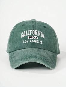 1顶绣有“CALIFORNIA 1850 LOS ANGELES”字样的水洗棒球帽，可调节户外防晒休闲帽，适合春秋季旅行、海滩度假、男童佩戴，Y2K风格 - 棒球帽 - 查看 5