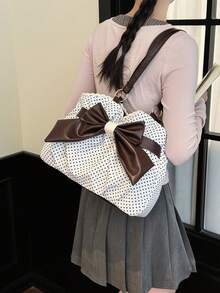 复古风、高端时尚精致的2026新款多功能大容量女士日常休闲斜挎包 - 白色 - 查看 8