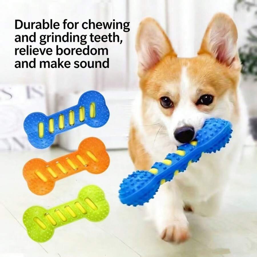 1pc Dog Chew Stick, Squeaky Bite Toy, Self-Entertainment, Pet Toy Hollow Ball, Interactive Toy - Multicolor - View 1