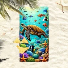 1pc Underwater World Sea Towel, Super Soft Microfiber Extra Large Beach Blanket, Super Absorbent Bath Towel, Suitable For Travel, Swimming Pool, Diving, Surfing, Yoga, Camping, Available In Multiple Sizes, Beach Accessories For Beach, Pool, Travel, Camping, Yoga - C - View 8