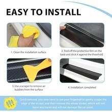 New-  4 PCS Car Door Sill Tector, Carbon Fiber Auto Entry Edge Guard Sill Scuff Plate Cover Strips, Anti-Scratch Threshold Tection Trim For Most Vehicles, Car Accri(White, 3D) - White 3D - View 4
