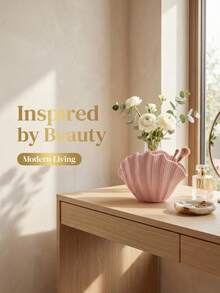 1个粉色少女贝壳化妆刷收纳盒，文具整理器，可爱清新，送给女朋友的礼物 - 彩色 - 查看 5