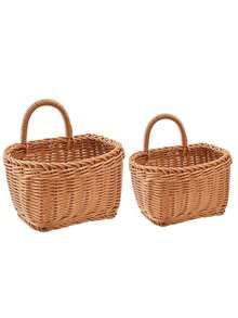 Heavy-Duty Woven Hanging Basket With Wide Opening Quick Access Storage For Seniors Ergonomic Wicker Storage Bin For Gardening Tools Sturdy Rattan Style Basket To Hold Cleaning Supplies Sponges All-In-One Storage Solution For Laundry Room Garage Mudroom Kitchen Organizer Tools - Multicolor - View 2