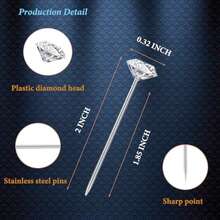 200PCS Corsage Boutonniere Pins, Sewing Corsages Flower Pins, Long 2inch Floral Diamond Rhinestones Pins, Straight Head Pins For Wedding, Jewelry DIY Decoration, Quilting And Craft - 200pcs - View 4