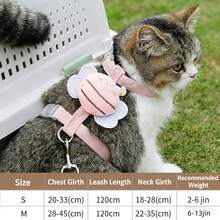 1pc Cute Bee Shaped Cat Collar, Escape-Proof Cat Harness With Adjustable Chest & Back Straps - Baby Pink - View 1