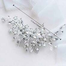 1pc Handmade Women's Crystal Hair Accessory, Pearl Embellished Hair Comb Suitable For Ball, Wedding, Banquet Valentine's Day Accessories - Silver - View 5