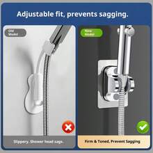 通用免钻孔淋浴喷头支架，可调节淋浴喷头粘性安装支架，浴室强力粘性墙装支架 - 彩色 - 查看 7