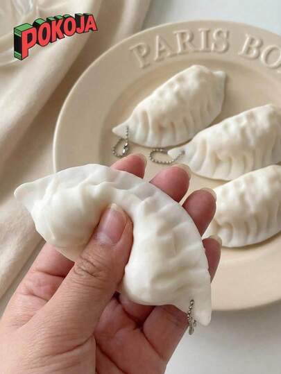 POKOJA LAND 1pc Creative Cute Simulated Dumpling Squishy Toy, Stress Relief Fidget Toy, Student Gift, Hanging Decor