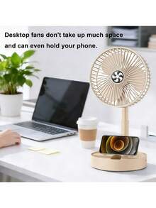 3-Speed Adjustable Foldable Quiet USB Rechargeable Desk Wireless Fan, USB Powered Version Without Gear (2 Options) - Portable Electric Fan Suitable For Kitchen, Outdoor Camping, Dorm, Office, Air Circulator,Outdoor,Garden,Travel Essentials,Portable Essentials,Beach Essentials,Graduation Season,Commencement,Graduation Ceremony,Graduation Gift,Graduation Present,Graduation Gift,Graduation Present,Congrats Grad,Congratulations Graduate,Valedictorian,Finish School,Graduation Party,Outdoor Essentials,Travel Portable,Hiking Essentials,Camping Essentials,Portable Tools,Summer Essentails,Summer Portable - A-White - View 3