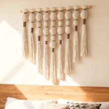 Nueva tapicería de bola tejida bohemia original, arte de pared de hilo hecho a mano de gran tamaño y de moda, diseño único de patrón triangular con flecos, adecuado para apartamento, sala de estar, entrada, decoración de pared del dormitorio, decoración del hogar, regalo festivo - Unitalla - Ver 1