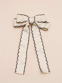 1 chiếc kẹp tóc nơ viền sóng cho nữ, phụ kiện tóc ruy băng vải thời trang, thanh lịch, đa năng cho mọi dịp, kẹp tóc dễ thương ngày Valentine, kẹp tóc càng cua, kẹp tóc cài đầu, đồ dùng học tập, đại học, trang phục mùa đông cho nữ, nơ, phụ kiện tóc, phụ kiện đội đầu, ghim cài tóc - Màu be - Xem 3