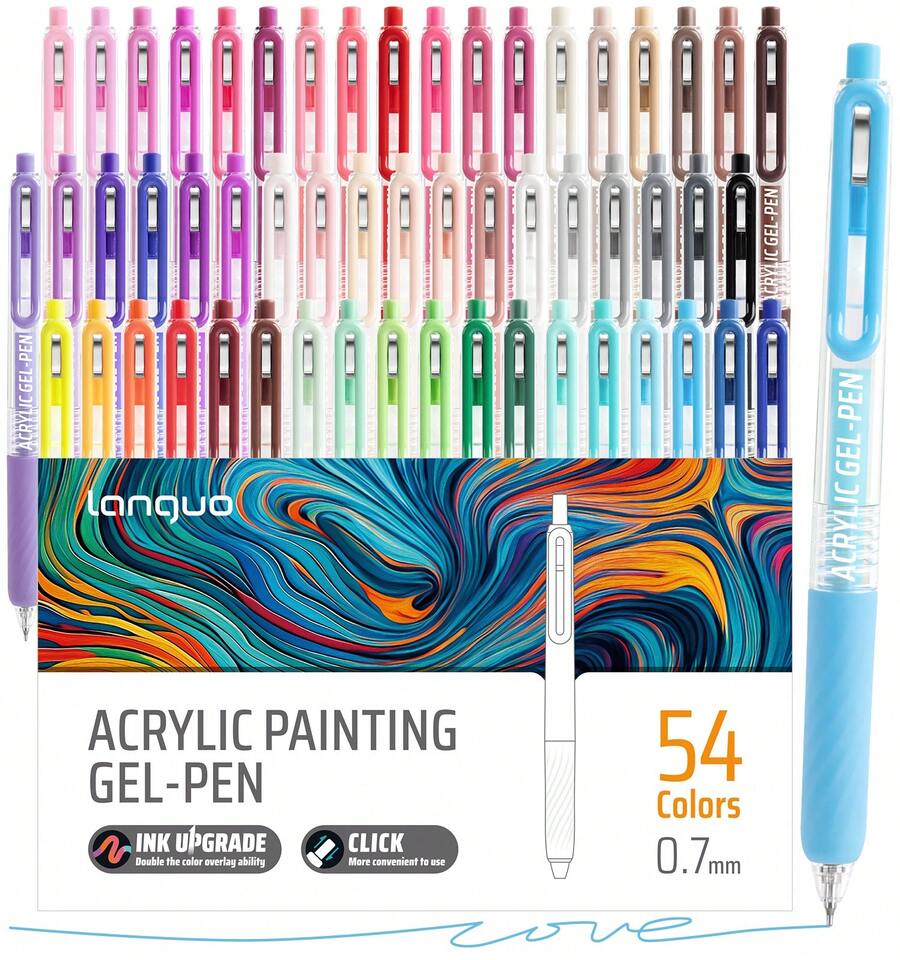 languo Gel Pens For Coloring, Retractable Colored Pens For Black Paper & White Paper, 0.7mm Fine Point Colorful Pens For Coloring, Writing, Drawing, Journaling, Note Taking, Office, Home - 54PCS - View 1