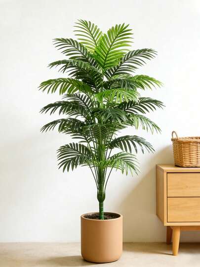 Palmier artificial mare, plantă verde simulată, bambus cu spate de broască țestoasă din plastic, copac umbrelă cu frunze mari, copac tropical din fier simulat, potrivit pentru casă, birou, petrecere, decorare exterioară, plante artificiale, decor de toamnă, cameră, masă, decor de grădină, accesorii decor cameră, Ziua Îndrăgostiților, cadou, ziua de naștere, absolvire