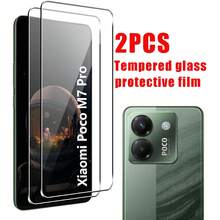2 piezas de protector de pantalla de vidrio templado de alta definición compatible con POCO C65/C75/C85/M7/M8/M8 Pro/F7/F7 Pro/F7Ultra/F8 Pro/F8Ultra/X6/X6 Pro/X7Pro, compatible con desbloqueo de huella digital, anti-caída, anti-arañazos, sin burbujas, protector de pantalla curvo - transparente - Ver 8