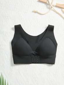 2 Pieces Of Push-Up And Lift-Up Women's Bras, Front Clasp Seamless Bras, Back Shaping Women's Underwear, Side-Pushing Underwire Bras For Side Chest Support, Sports Support Bras, Back Lifting And Anti-Sagging Design, Detachable Breast Pads, Suitable For Daily Correction. - 黑色+杏色 - 查看 6