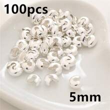 100颗铜圆盖压接端珠 3 4 5mm 止动隔珠，适用于DIY珠宝制作配件 - crimp beads - 查看 15