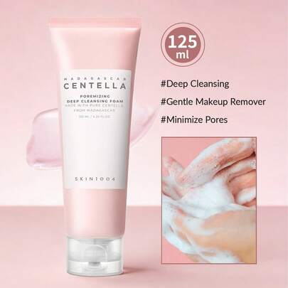 SKIN1004 1瓶（125毫升）温和毛孔净化玫瑰盐洁面乳，天然玫瑰盐颗粒，丰富泡沫，清爽不紧绷，日常控油洁面乳