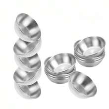 Bộ 1/4/8 đĩa đựng nước chấm bằng thép không gỉ, đĩa tròn đựng nước chấm dùng cho sushi, món khai vị, và các loại gia vị khác. - Bạc - Xem 2