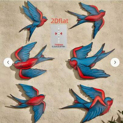 Vintage American Style 3D Swallow Wall Decor, Patio Yard Decoration Wall Hanging, Colorblock Spring Swallow Wall Sticker