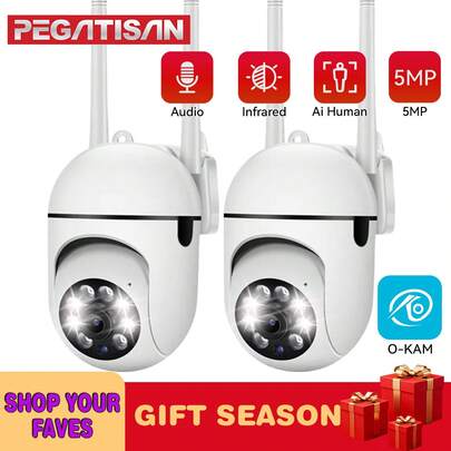 5MP WiFi Smart Camera, Pet Monitor, Pet Remote Surveillance Camera, PTZ Camera, With Real-Time Pet Video Viewing, Motion Detection, Color Night Vision (Power Adapter Not Included)