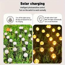 20 piezas Luces solares de burbujas LED, 8 modos de color, sensor de luz inteligente, resistente al agua IPX4, luces de ambiente para jardín, camino, boda, fiesta al aire libre - luz blanca cálida - Ver 8