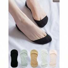 Socks Women's Super Invisible No Show Summer Thin Silicone Non-Slip Low Vamp Solid For High Heels Boat Socks - 1 雙灰色 - 查看 2