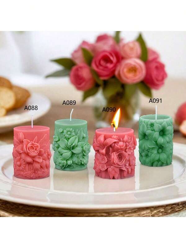 Rose Flower Pillar Candle Silicone Mold, DIY Lily Flower Cylinder Grinding Tool, New Cross-Border Design