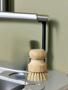 2pcs Natural Bristle Kitchen Brush With Drainage Function, Made Of Wood And Coconut Fiber, Suitable For Cleaning Dishes And Cookware, Retro Design - A - View 4