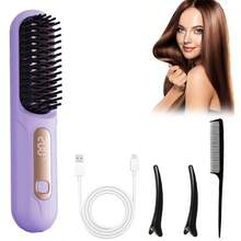 无线旅行直发器，迷你直发器，便携式热风直发梳，可充电电池，防烫设计，3档温度设置 - 多色 - 查看 14